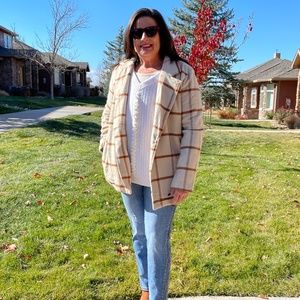 Joie Tan Plaid Jacket Size L